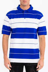 Men Old School Premium Pique Horizontal Stripes Polo Shirt Zarnesh